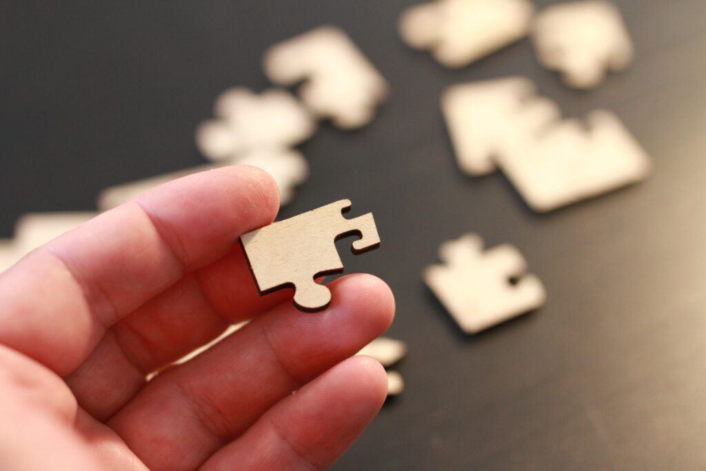 puzzle original en bois "coins coins coins" imaginé conçu fabriqué en france, découpé au laser
