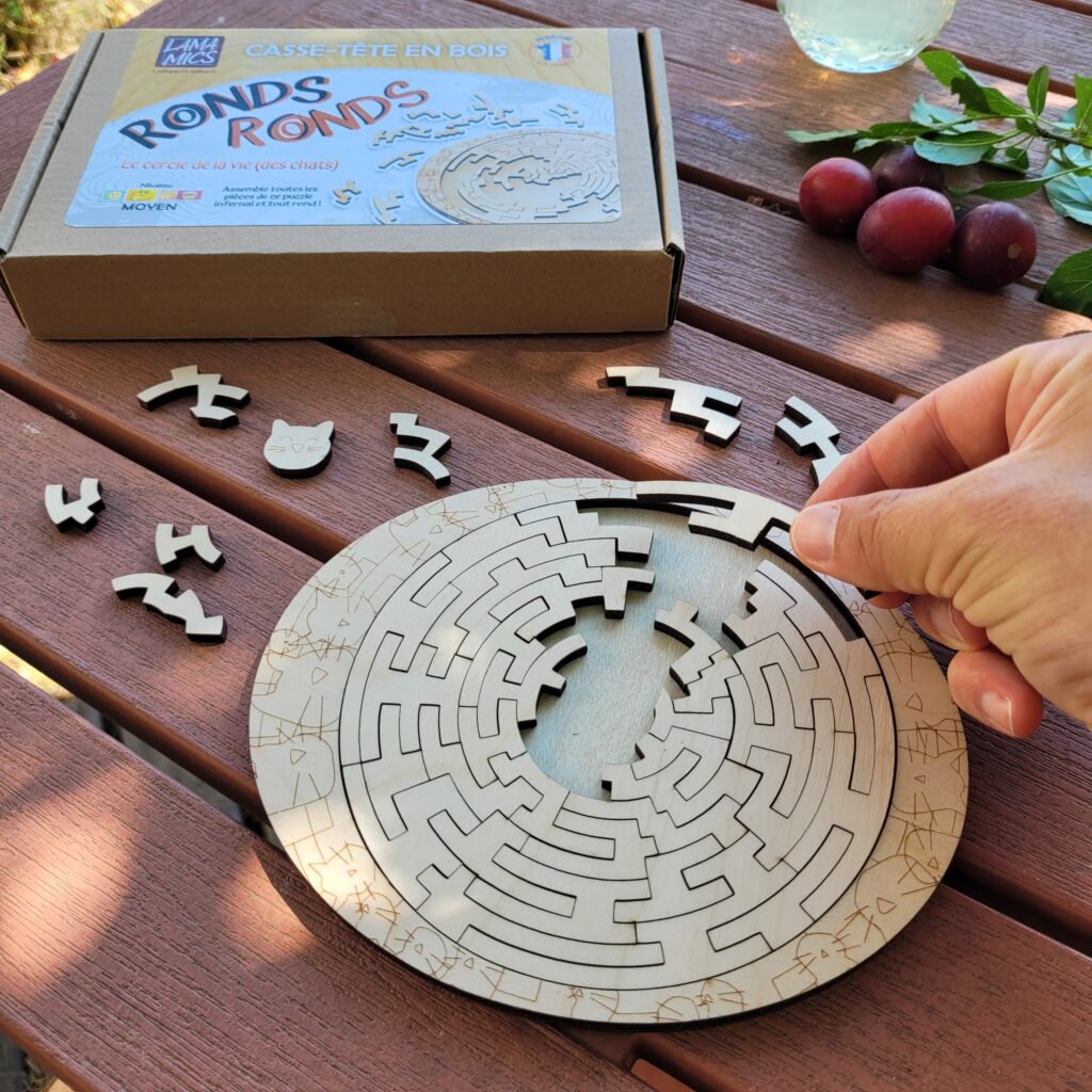 Ronds-ronds - Le grand cercle des chats - puzzle en bois imaginé et fabriqué en France, puzzle concentrique, puzzle en bois